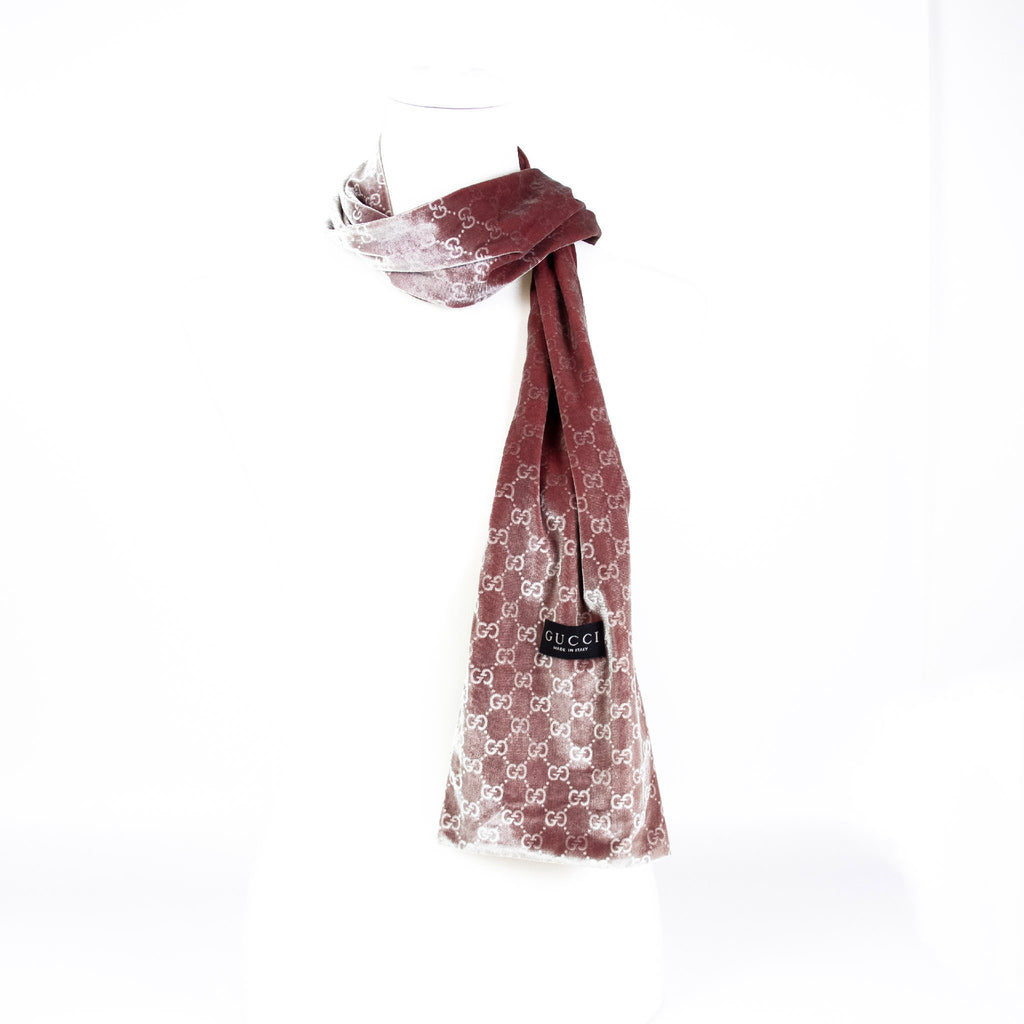 Gucci Velour Sølv/Rødt Halstørklæde