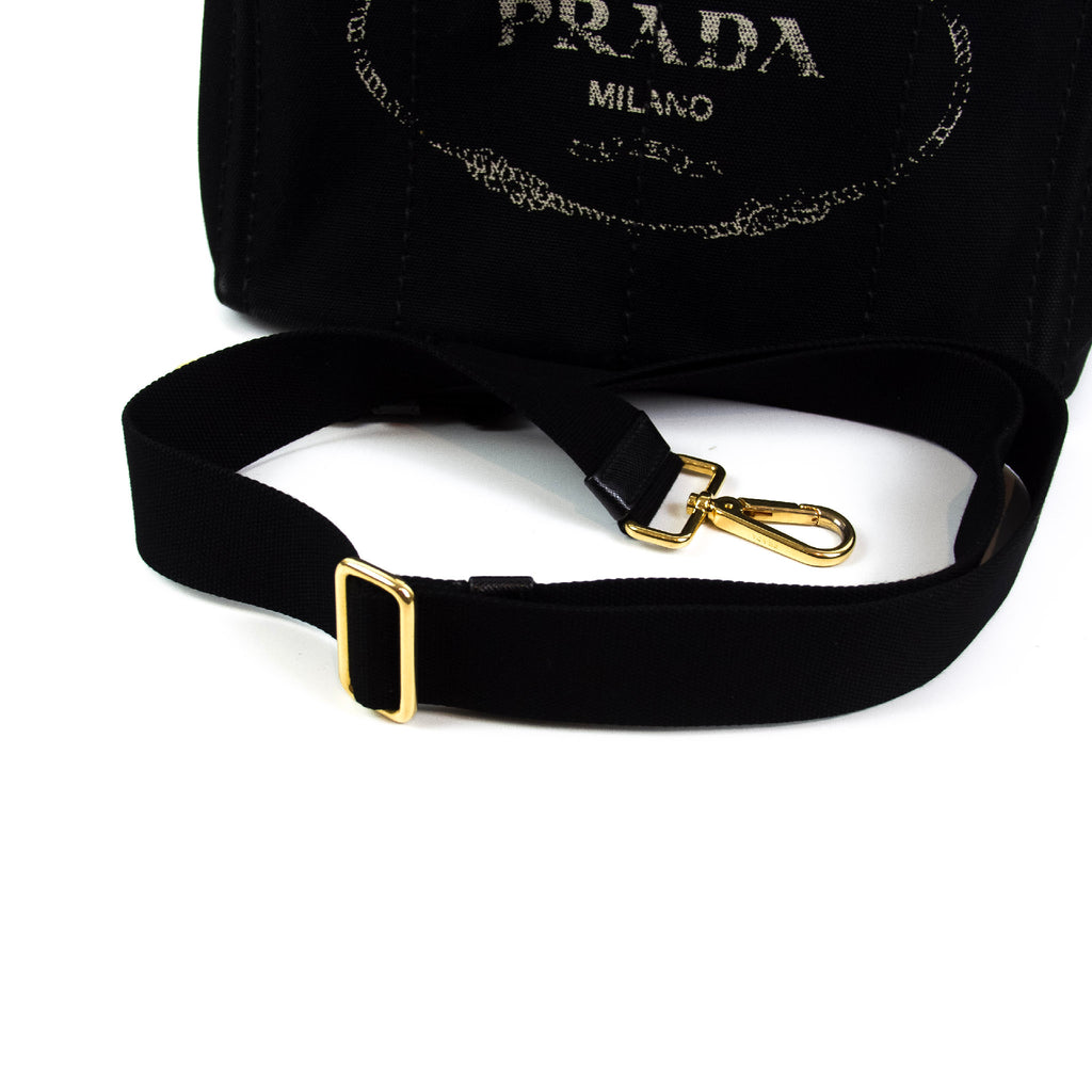 Prada Canapa Sort Small med skulderstrop