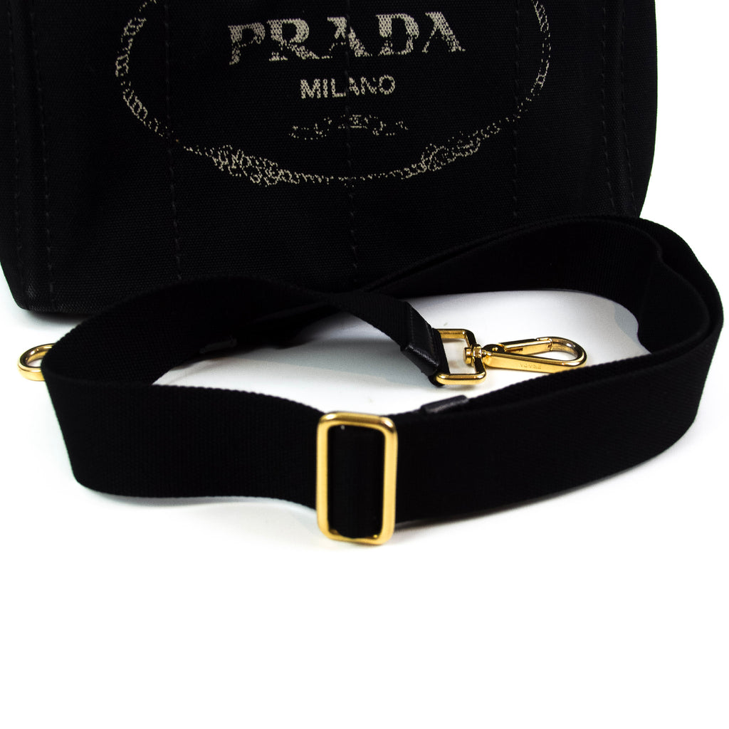 Prada Canapa Sort Small med skulderstrop