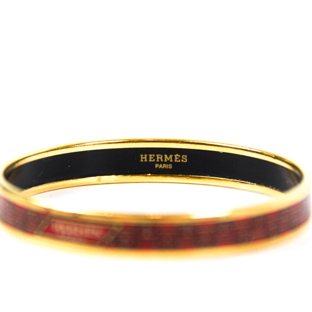 Hermes emalje PM bangle rød sort guld farve