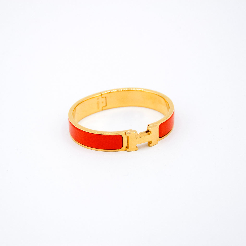Hermes Click H Orange Guld Armbånd
